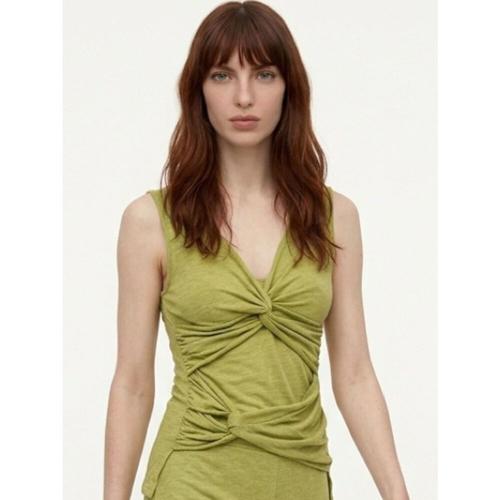 ANTHROPOLOGIE | DELETTA Olive Green Twist Top NEW Women’s Size X-Small